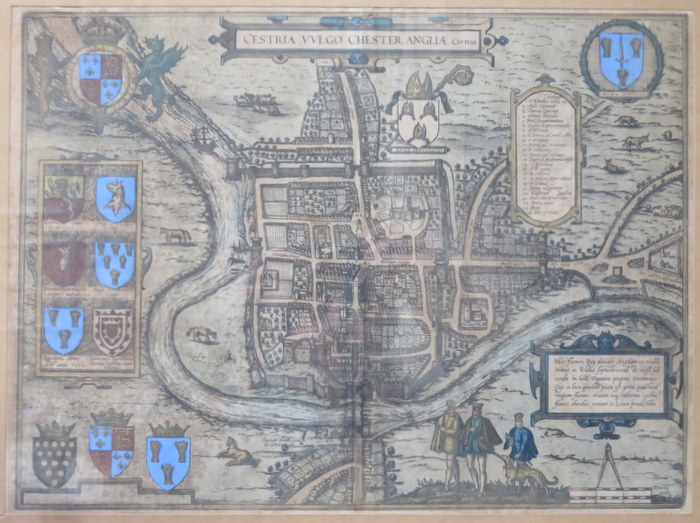 FRAMED GEORG BRAUN & FRANZ HOGENBERG EARLY MAP OF CHESTER,