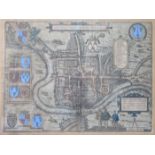 FRAMED GEORG BRAUN & FRANZ HOGENBERG EARLY MAP OF CHESTER,