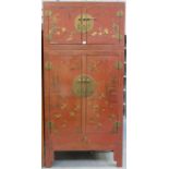 LARGE LACQUERED TWO SECTIONAL STORAGE CABINET,
