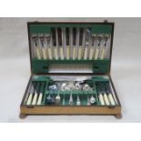 ART DECO OAK CASED PART CANTEEN OF SILVER PLATED CUTLERY