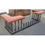 VICTORIAN WROUGHT IRON LEATHER UPHOLSTERED FIRE KERB