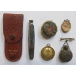 CASED SMOKERS KNIFE FOB WATCH, LOCKET, PERFUME BOTTLE ETC...