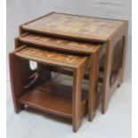 MARQUETRY STYLE INLAID 20th CENTURY NEST OF THREE TABLES