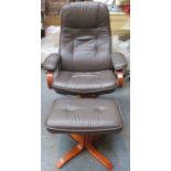 20th CENTURY SWIVEL ARMCHAIR AND STOOL