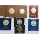 SMALL PARCEL OF STERLING SILVER FIFTY DOLLAR COINS, FIJI ISLANDS TWENTY FIVE DOLLAR COINS.