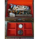 TIMEX WRISTWATCH + VARIOUS COSTUME JEWELLERY, SILVER BROOCH ETC.