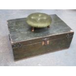 VINTAGE WOODEN TRAVEL CHEST PLUS FOOT STOOL