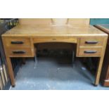 ART DECO STYLE OAK THREE DRAWER WRITING DESK BY BAKERS
