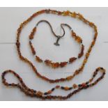 THREE STRANDS OF AMBER BEADS