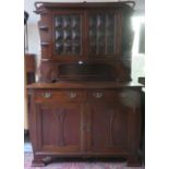 ART NOUVEAU MAHOGANY SIDEBOARD WITH ASTRAGAL GLAZED DOORS