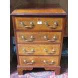 SMALL INLAID MAHOGANY CHEST OF FOUR DRAWERS (AT FAULT)