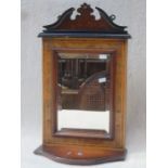 PRETTY VICTORIAN INLAID WALNUT AND MAHOGANY SHAVING MIRROR