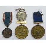 FIRST WORLD WAR MEDAL, ST JOHNS STRETCHER BEARER. ALSO COMMEMORATIVE MEDAL AND TWO SCHOOL MEDALS.