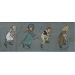 CECIL ALDIN, FRAMED COLOUR PRINT- SKIPPING, FROM CHILDREN AT PLAY SERIES,