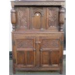 19th CENTURY CARVED FRONTED COURT CUPBOARD