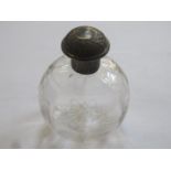 VICTORIAN SILVER TOPPED GLASS PERFUME DECANTER WITH STOPPER