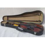 MID 19th CENTURY CASED VIOLIN AND TWO BOWS,