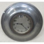 TUDRIC PEWTER FOR LIBERTY OF LONDON, 20th CENTURY CIRCULAR DESK CLOCK, No01321,