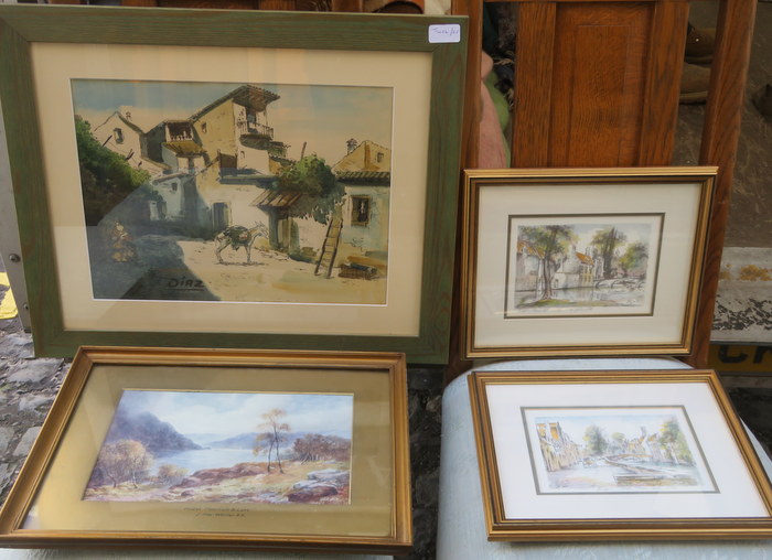 FOUR VARIOUS FRAMED PRINTS.