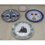 COMMEMORATIVE PLATES AND TWO PIECES OF BELLEEK BLACK MARK AND ALSO JOHN WESLEY PLATE