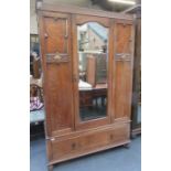 OAK SINGLE DOOR MIRRORED WARDROBE