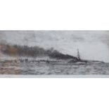 WL WYLLIE, FRAMED PENCIL SIGNED ETCHING- THE BRITISH FLEET AT SEA,