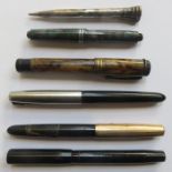 EVERSHAW SILVER COLOURED PROPELLING PENCIL AND VARIOUS PENS INCLUDING PARKER, BLACKBIRD ETC..