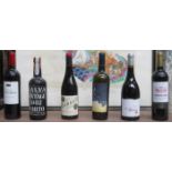 FIVE BOTTLES OF VARIOUS WINES AND BOTTLE OF DALVA 1982 PORT