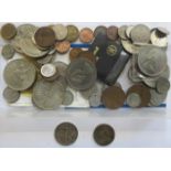 PARCEL OF COINAGE INCLUDING 1943 HALF DOLLAR AND LOUIS XVI COIN ETC...