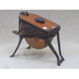 VICTORIAN MAHOGANY AND CAST IRON BELLOWS FOOT PUMP BY NIVOC