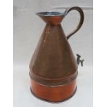 VICTORIAN COPPER THREE GALLEON HARVEST JUG WITH BRASS TAP, BY BARTHES-ROBERTS LTD,