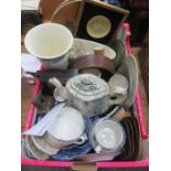 COLLECTION OF TEA PLATES, COMMEMORATIVE MUGS, TEAPOT,