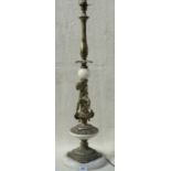 VICTORIAN STYLE GILT METAL AND ONYX EFFECT FIGURE FORM TABLE LAMP,