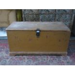 VINTAGE PAINTED WOODEN TRAVEL CHEST