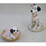 TWO ROYAL DOULTON DISNEY'S 101 DALMATIANS FIGURE- PONGO AND PATCH IN BASKET