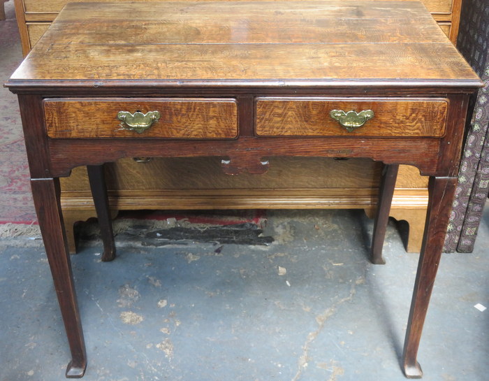 18th/19th CENTURY OAK TWO DRAWER SIDE TABLE