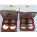 SEVEN CASED SETS OF FOUR 1976 MONTREAL OLYMPIC SILVER PROOF COIN