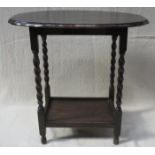 OAK OVAL TOPPED OCCASIONAL TABLE ON BARLEY TWIST SUPPORTS