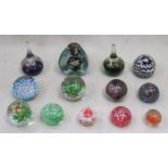 MDINA ART GLASS VASE AND VARIOUS GLASS PAPERWEIGHTS