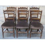 SET OF SIX VICTORIAN UPHOLSTERED CARVED CHAIRS