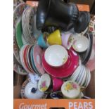 LARGE PARCEL OF DINNERWARE AND COLOURED TEA SET PLUS URN