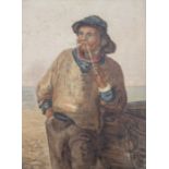VICTORIAN GILT FRAMED WATERCOLOUR DEPICTING A SEAMAN, UNSIGNED,