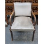 VICTORIAN STYLE MAHOGANY UPHOLSTERED ARMCHAIR