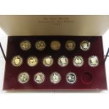CASED SET OF FIFTEEN SILVER PROOF ROYAL MARRIAGE COMMEMORATIVE COIN SET 1981