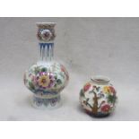 INDIAN TREE RELIEF DECORATED VASE PLUS DELFT FLORAL DECORATED VASE