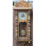 VIENNA WOODEN GLAZED CASED WALL CLOCK WITH GILT METAL AND SILVER DIAL