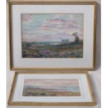 TWO FRAMED WATERCOLOURS DEPICTING LANDSCAPE SCENES,