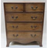 SMALL MAHOGANY TWO OVER THREE CHEST OF DRAWERS