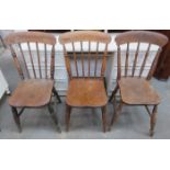 PAIR OF VINTAGE COUNTRY STYLE FARMHOUSE CHAIRS PLUS ONE OTHER