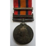 BOAR WAR SOUTH AFRICA MEDAL WITH TWO BARS. TO 1438 3RD CL. PTR. A.G. BURRELL S.A.